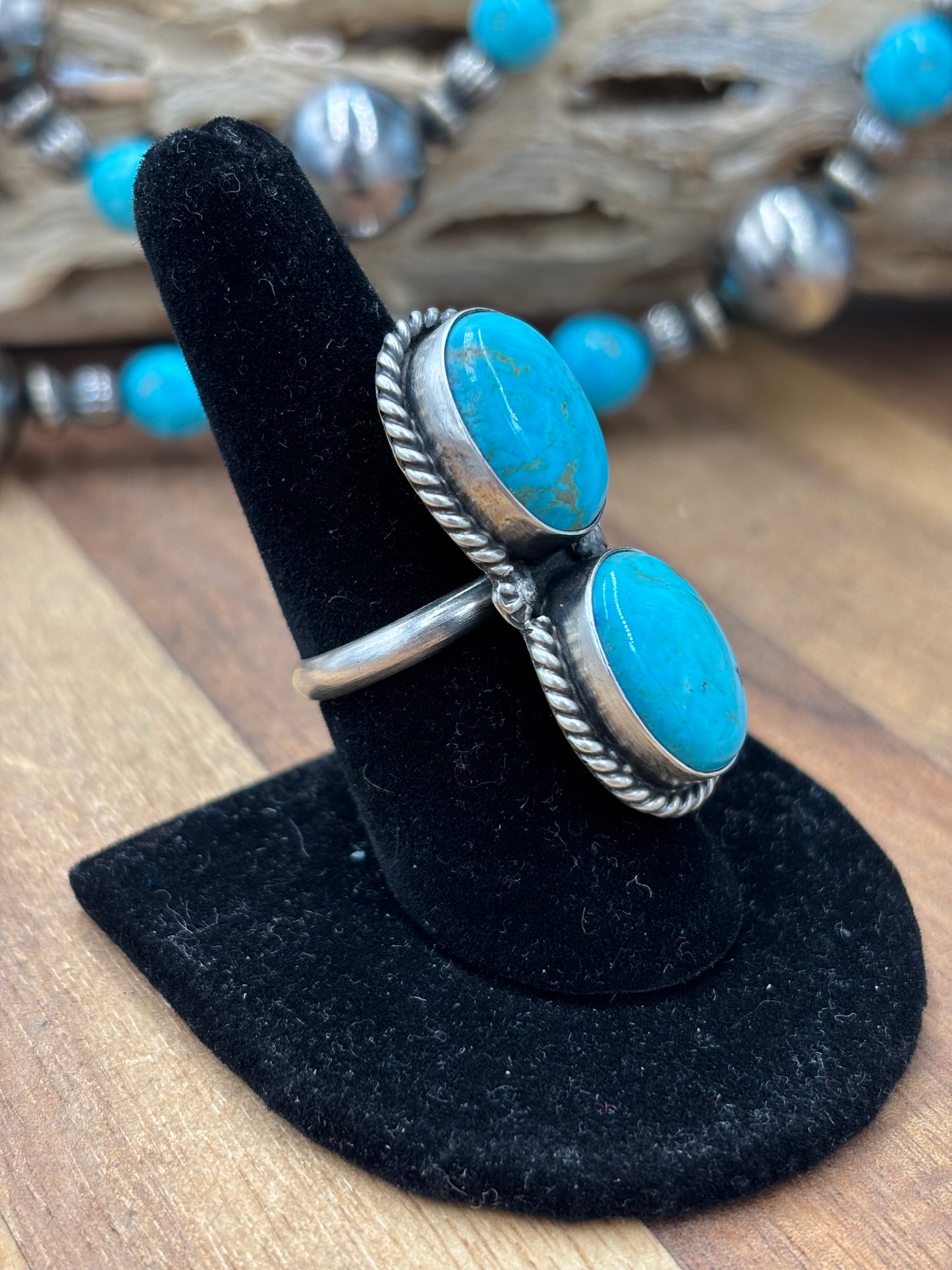 Turquoise Ring #9826-5 Adjustable by Eugene Belone, Navajo