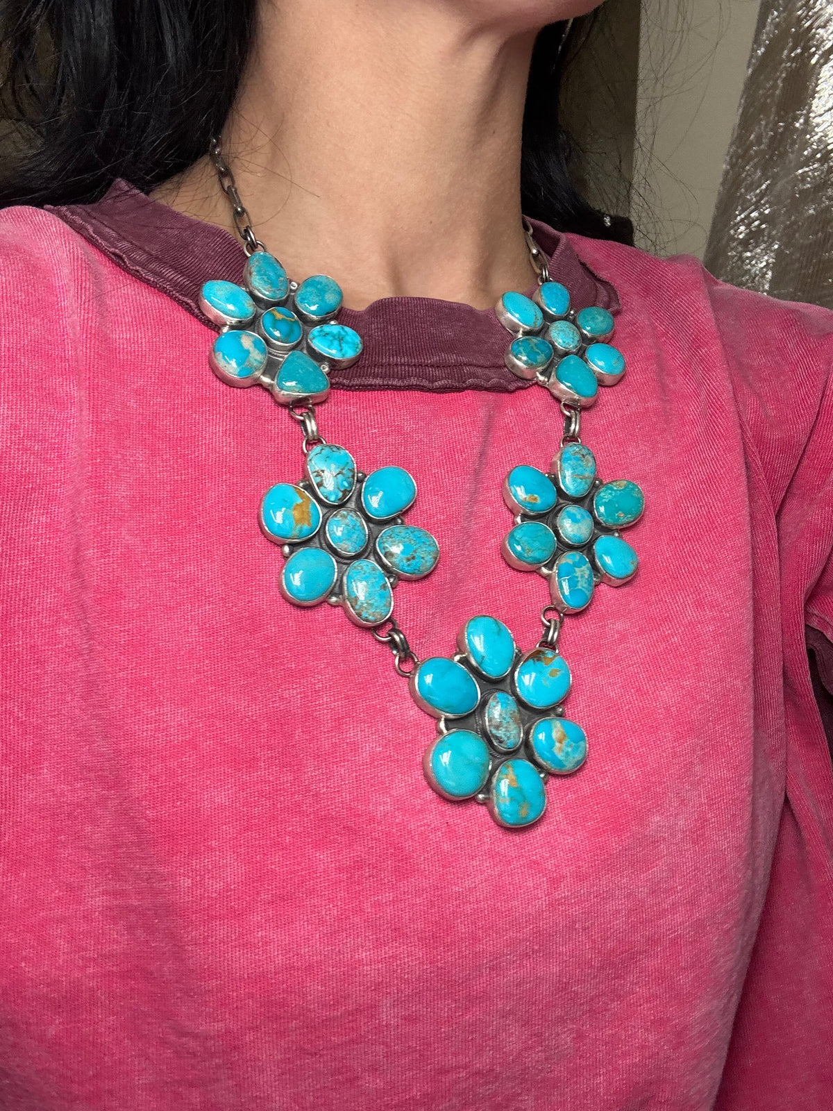 Turquoise #913-8 Cluster Necklace by Ella Peter, Navajo