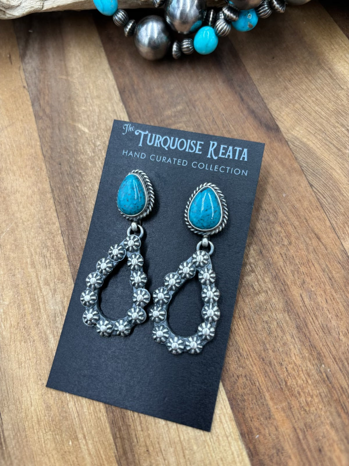 Kingman Turquoise #812-9A Earrings by Kevin Billah, Navajo