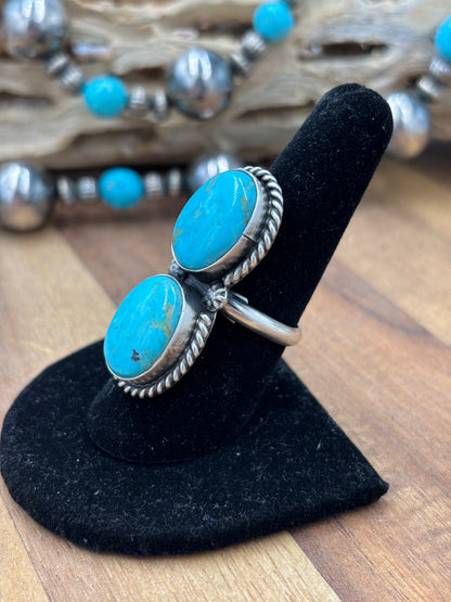Turquoise Ring #9826-5 Adjustable by Eugene Belone, Navajo