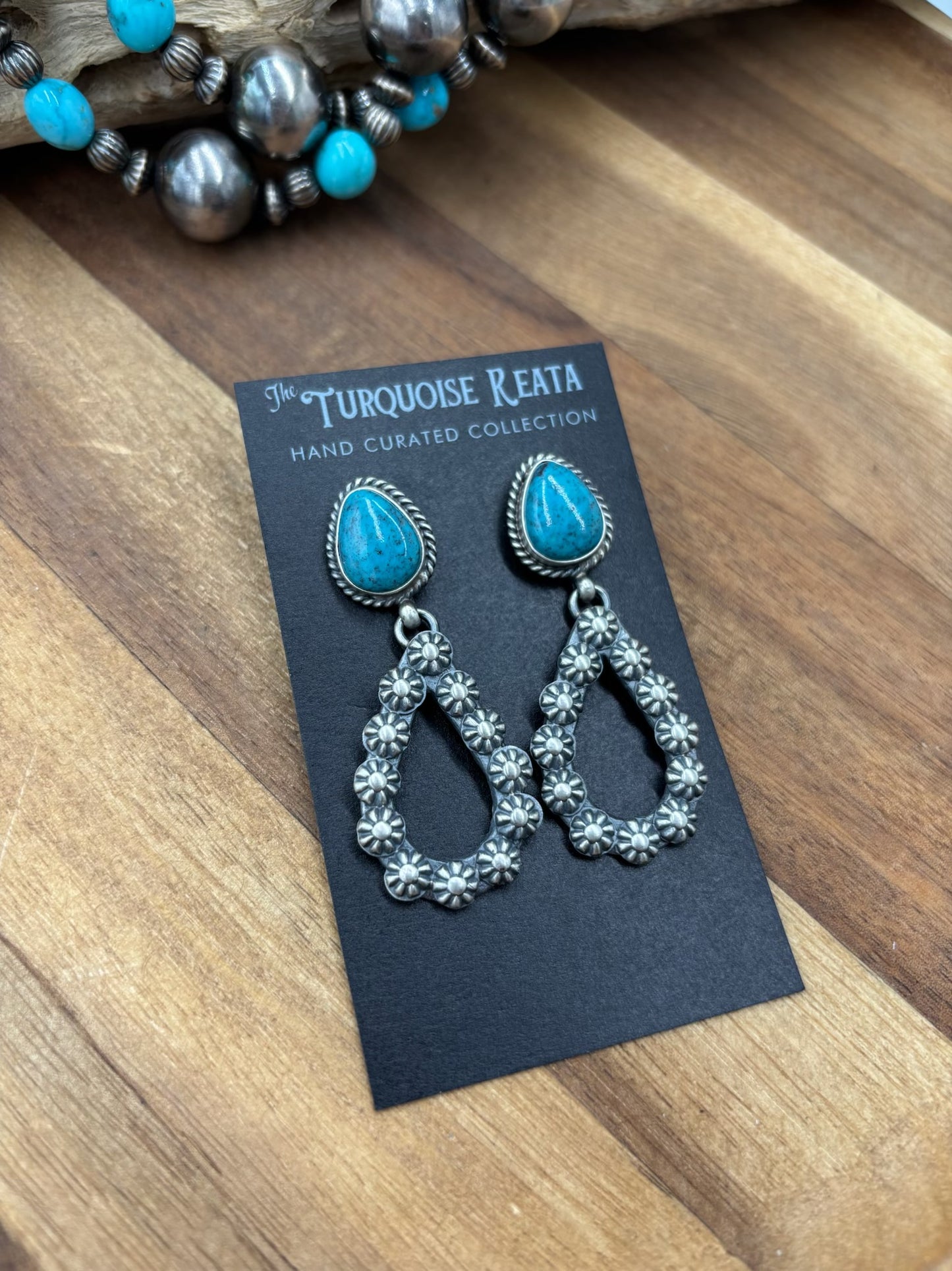 Kingman Turquoise #812-9A Earrings by Kevin Billah, Navajo