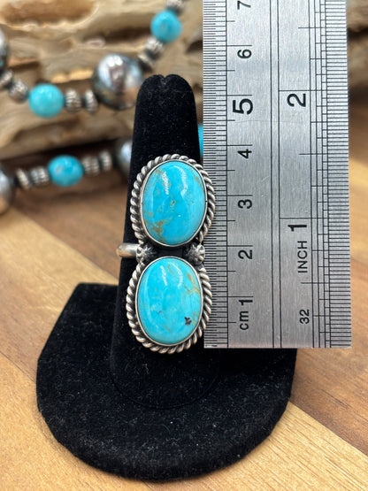 Turquoise Ring #9826-5 Adjustable by Eugene Belone, Navajo
