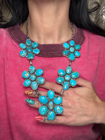 Turquoise #913-8 Cluster Necklace by Ella Peter, Navajo