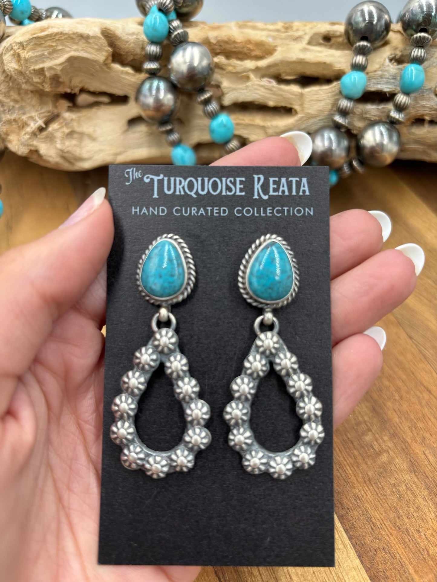 Kingman Turquoise #812-9A Earrings by Kevin Billah, Navajo