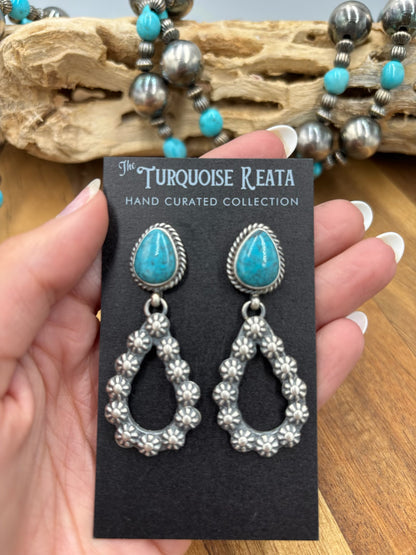 Kingman Turquoise #812-9A Earrings by Kevin Billah, Navajo