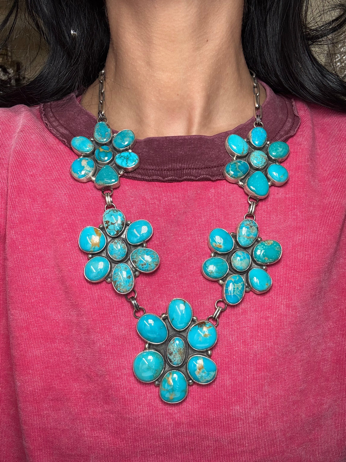 Turquoise #913-8 Cluster Necklace by Ella Peter, Navajo