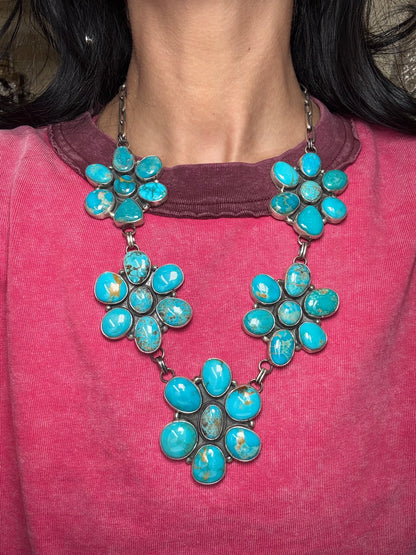 Turquoise #913-8 Cluster Necklace by Ella Peter, Navajo