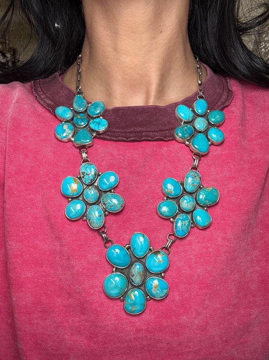 Turquoise #913-8 Cluster Necklace by Ella Peter, Navajo