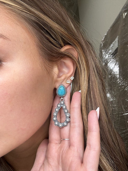 Kingman Turquoise #812-9A Earrings by Kevin Billah, Navajo