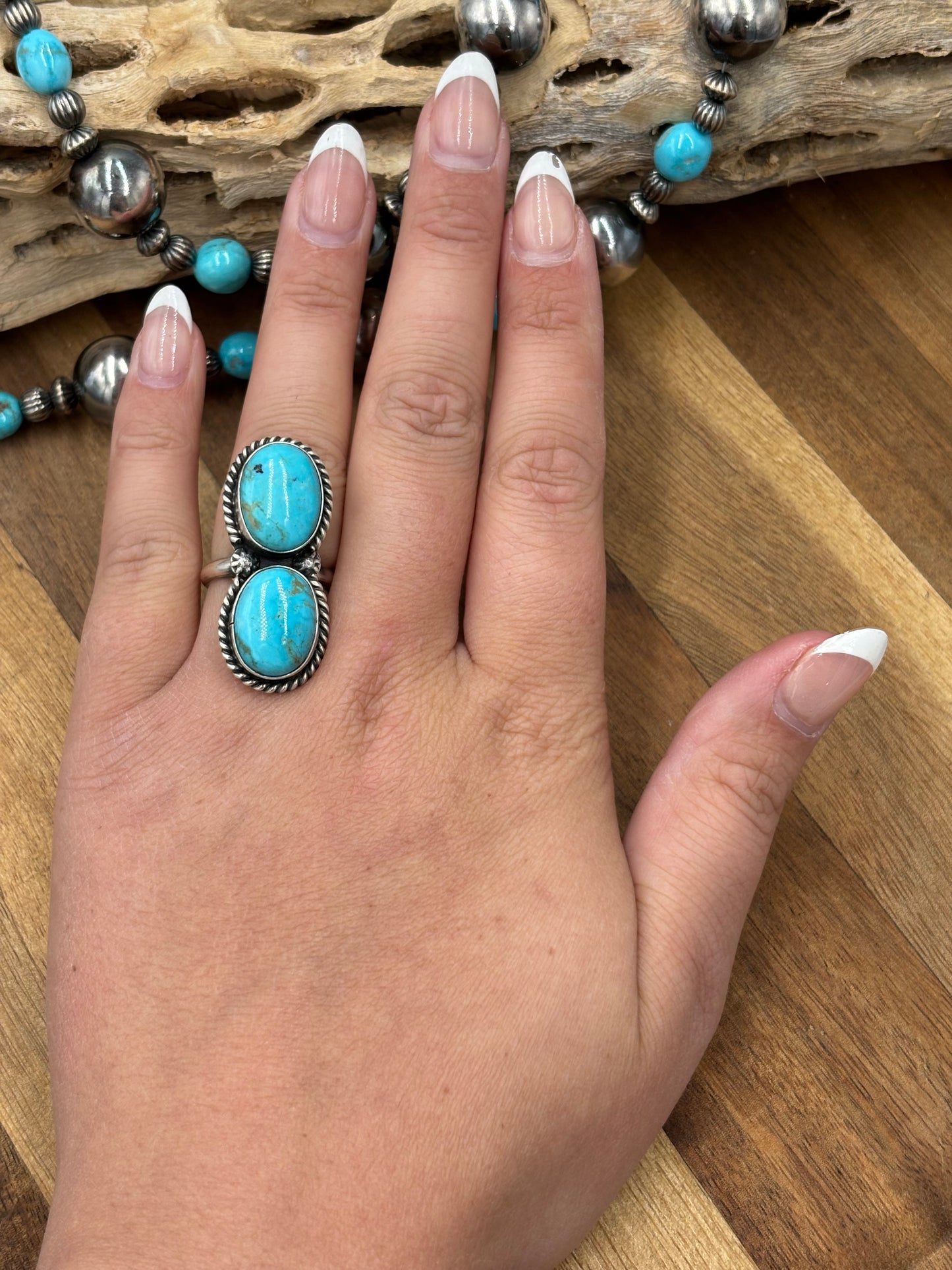 Turquoise Ring #9826-5 Adjustable by Eugene Belone, Navajo