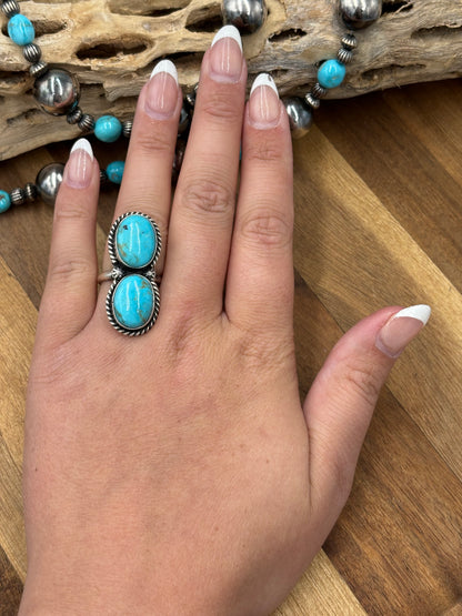 Turquoise Ring #9826-5 Adjustable by Eugene Belone, Navajo