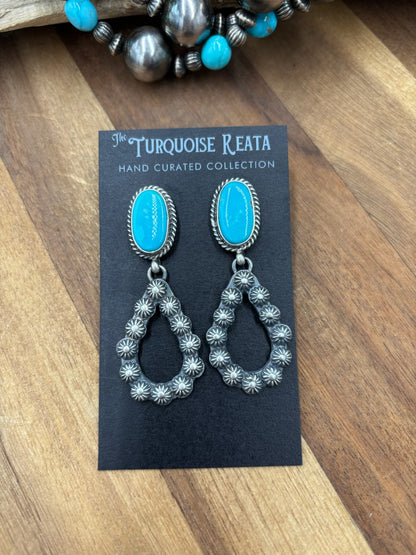 Kingman Turquoise #812-8B Earrings by Kevin Billah, Navajo