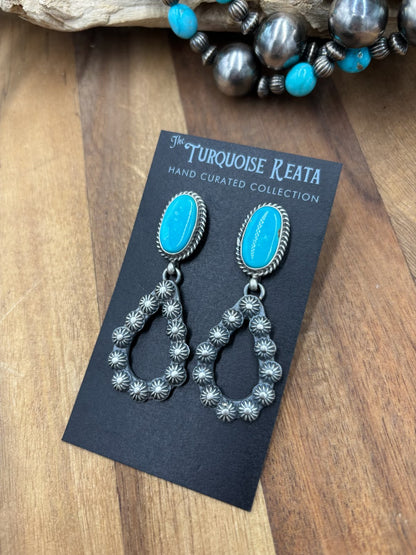 Kingman Turquoise #812-8B Earrings by Kevin Billah, Navajo