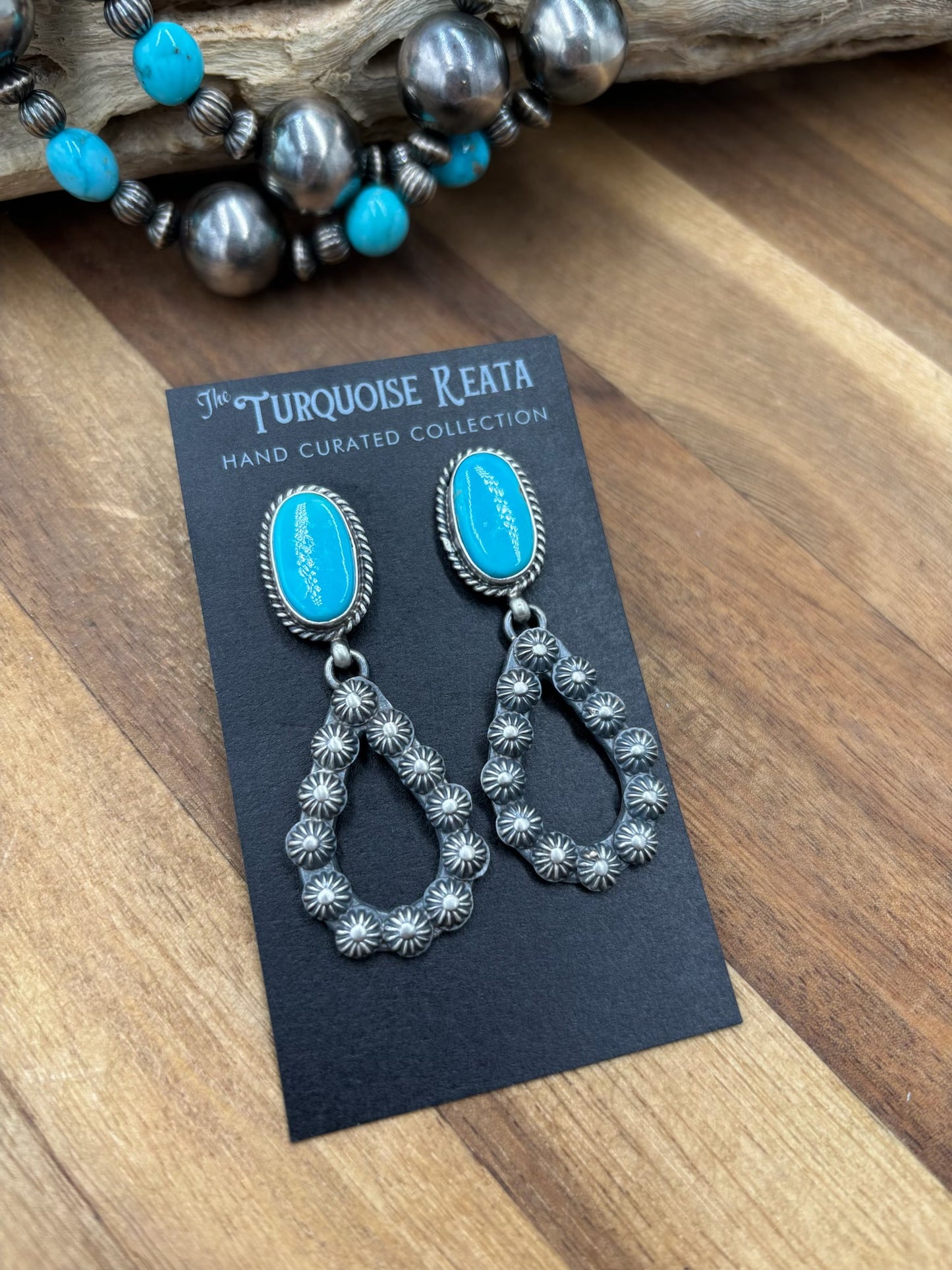 Kingman Turquoise #812-8B Earrings by Kevin Billah, Navajo