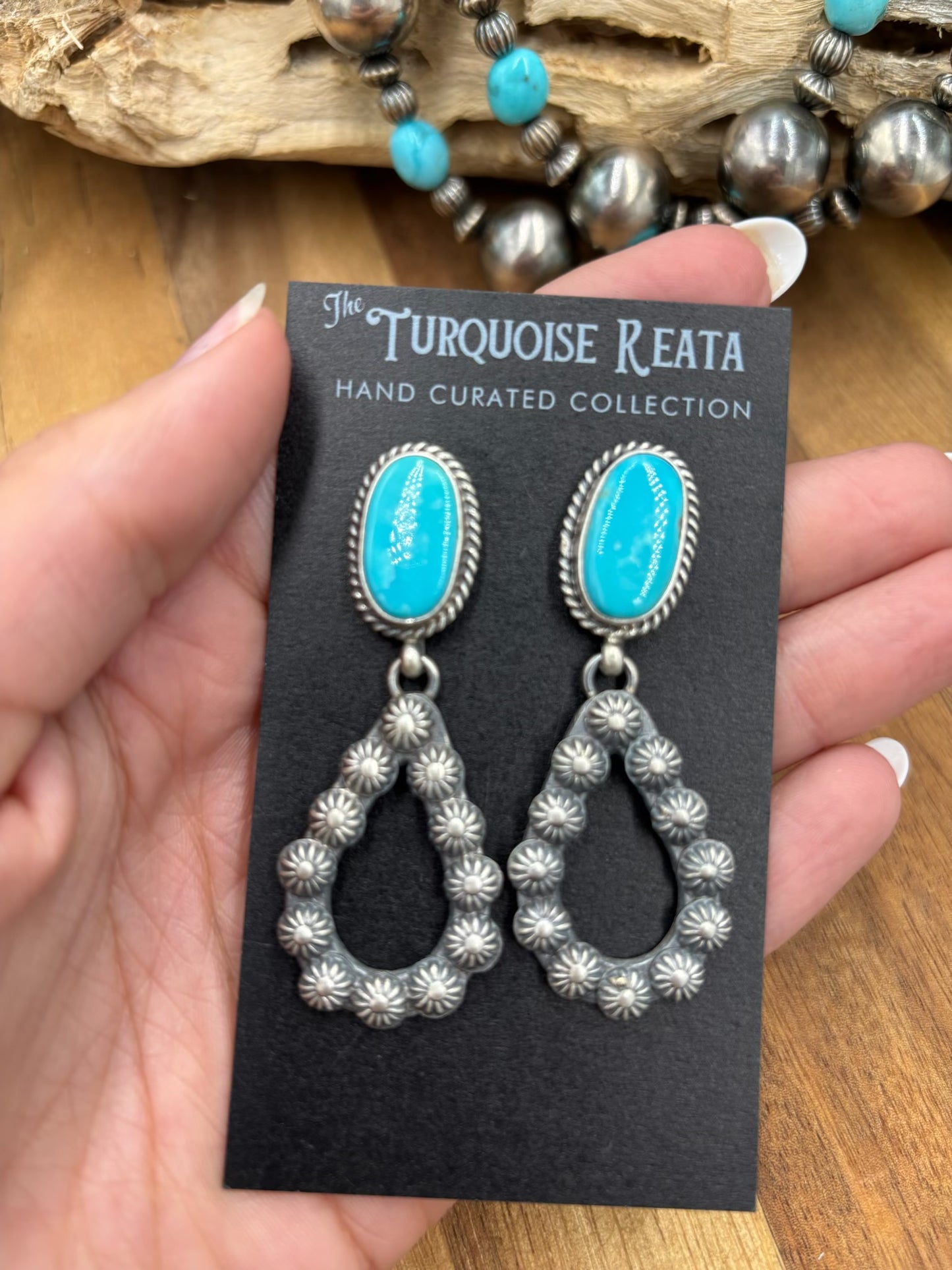 Kingman Turquoise #812-8B Earrings by Kevin Billah, Navajo