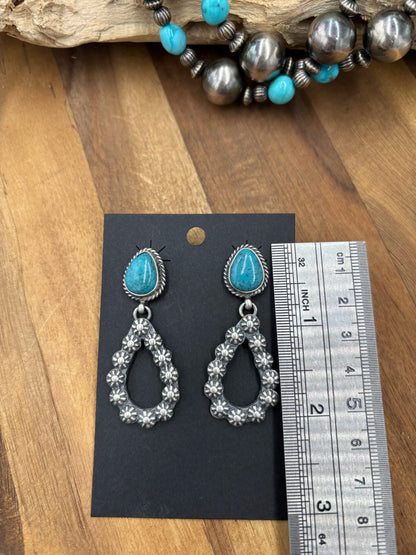 Kingman Turquoise #812-9A Earrings by Kevin Billah, Navajo