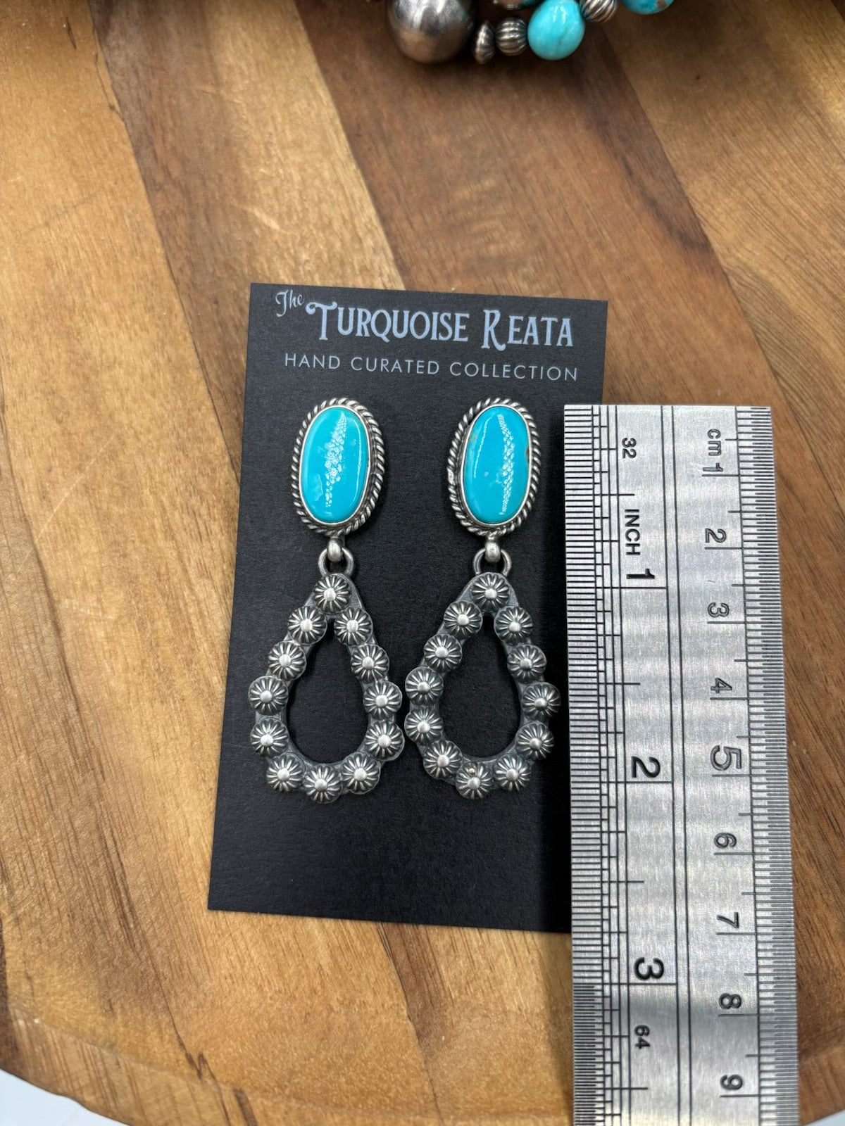 Kingman Turquoise #812-8B Earrings by Kevin Billah, Navajo