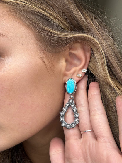 Kingman Turquoise #812-8B Earrings by Kevin Billah, Navajo