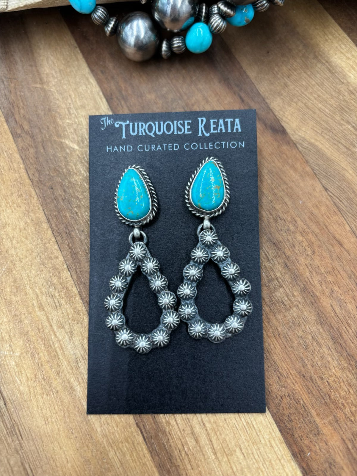 Kingman Turquoise #812-7C Earrings by Kevin Billah, Navajo