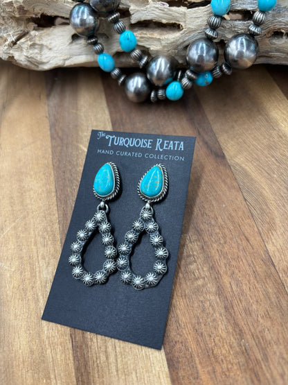 Kingman Turquoise #812-7C Earrings by Kevin Billah, Navajo