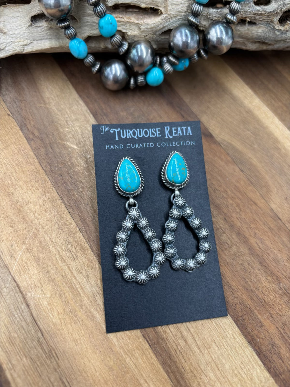 Kingman Turquoise #812-7C Earrings by Kevin Billah, Navajo
