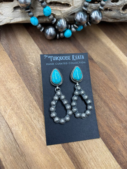 Kingman Turquoise #812-7C Earrings by Kevin Billah, Navajo