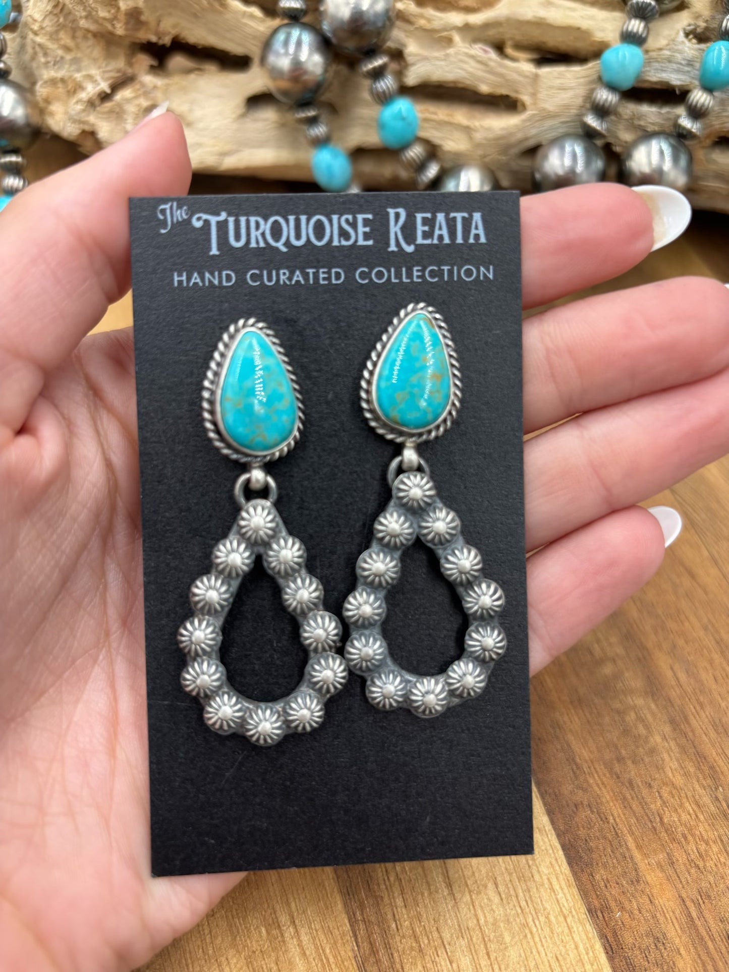 Kingman Turquoise #812-7C Earrings by Kevin Billah, Navajo