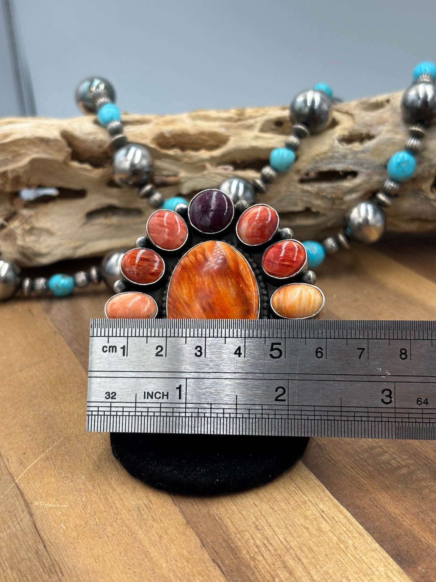 Mixed Red, Purple, Orange Spiny #9826-7 Adjustable Ring by Tricia Smith, Navajo