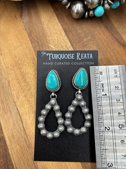 Kingman Turquoise #812-7C Earrings by Kevin Billah, Navajo