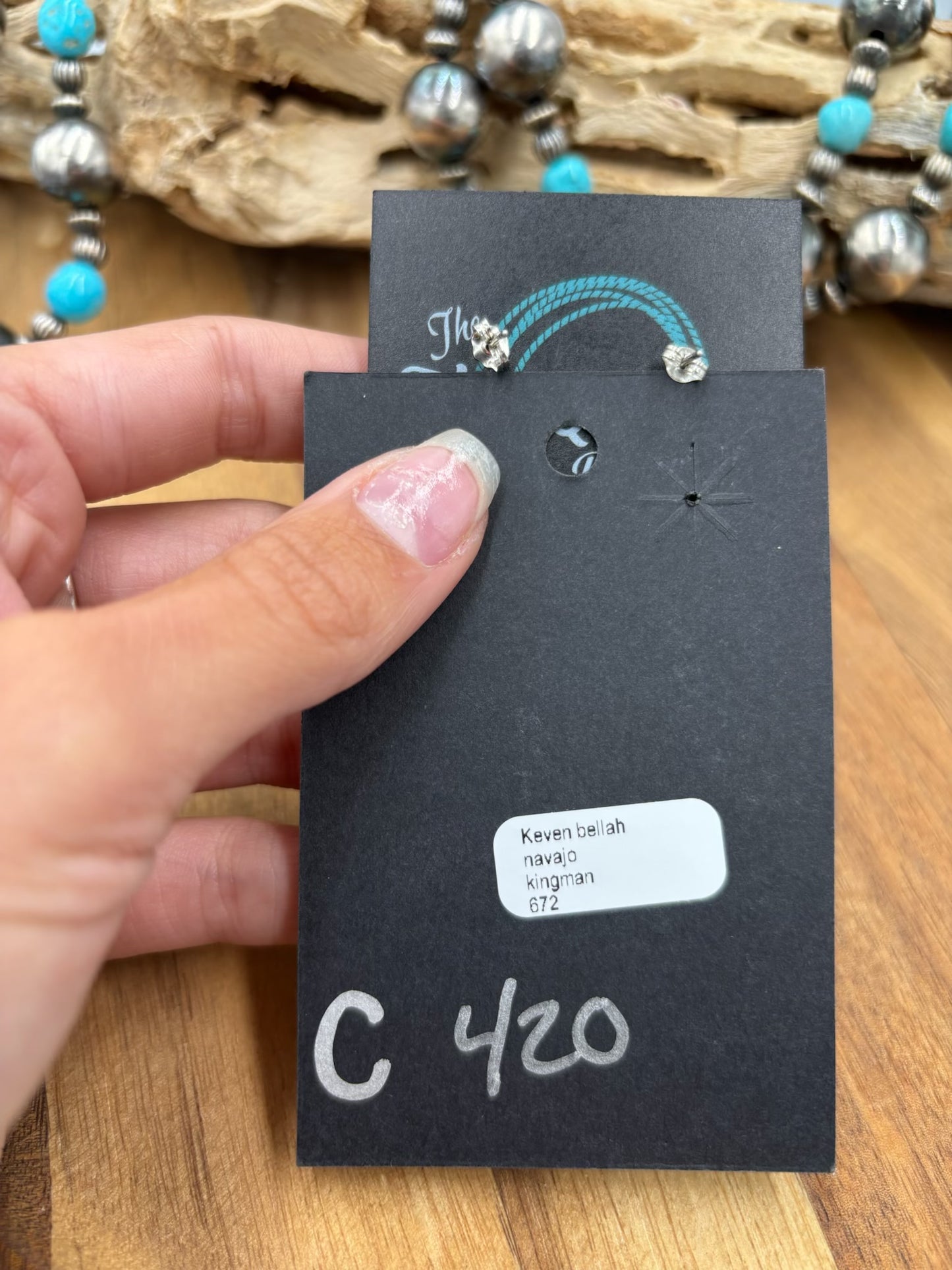 Kingman Turquoise #812-7C Earrings by Kevin Billah, Navajo