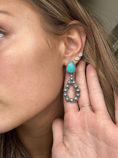 Kingman Turquoise #812-7C Earrings by Kevin Billah, Navajo