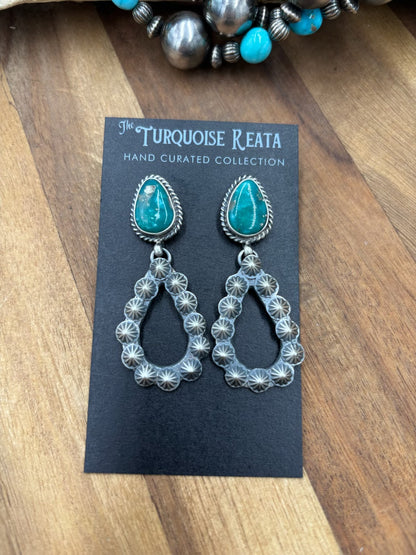 Kingman Turquoise #812-6D Earrings by Kevin Billah, Navajo