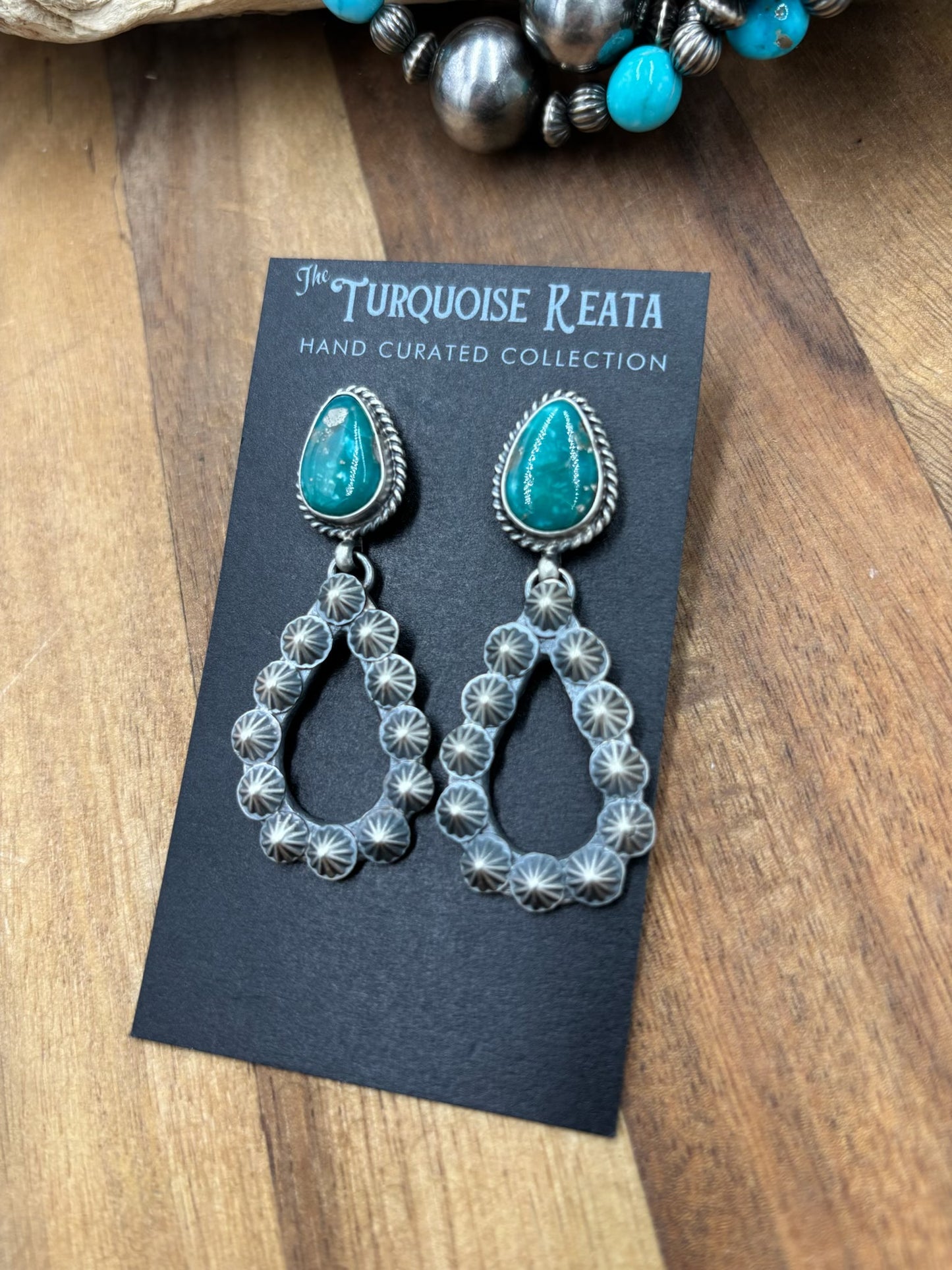 Kingman Turquoise #812-6D Earrings by Kevin Billah, Navajo