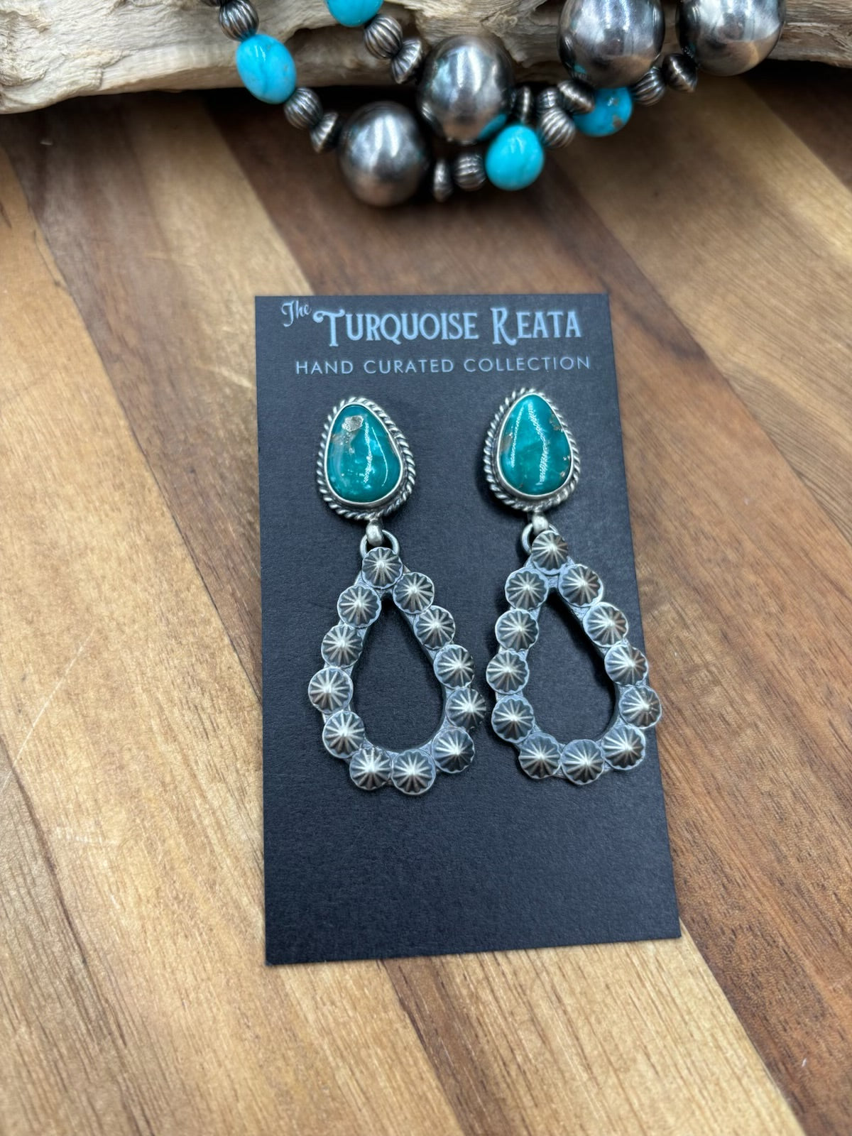Kingman Turquoise #812-6D Earrings by Kevin Billah, Navajo