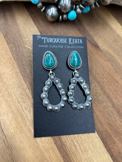 Kingman Turquoise #812-6D Earrings by Kevin Billah, Navajo