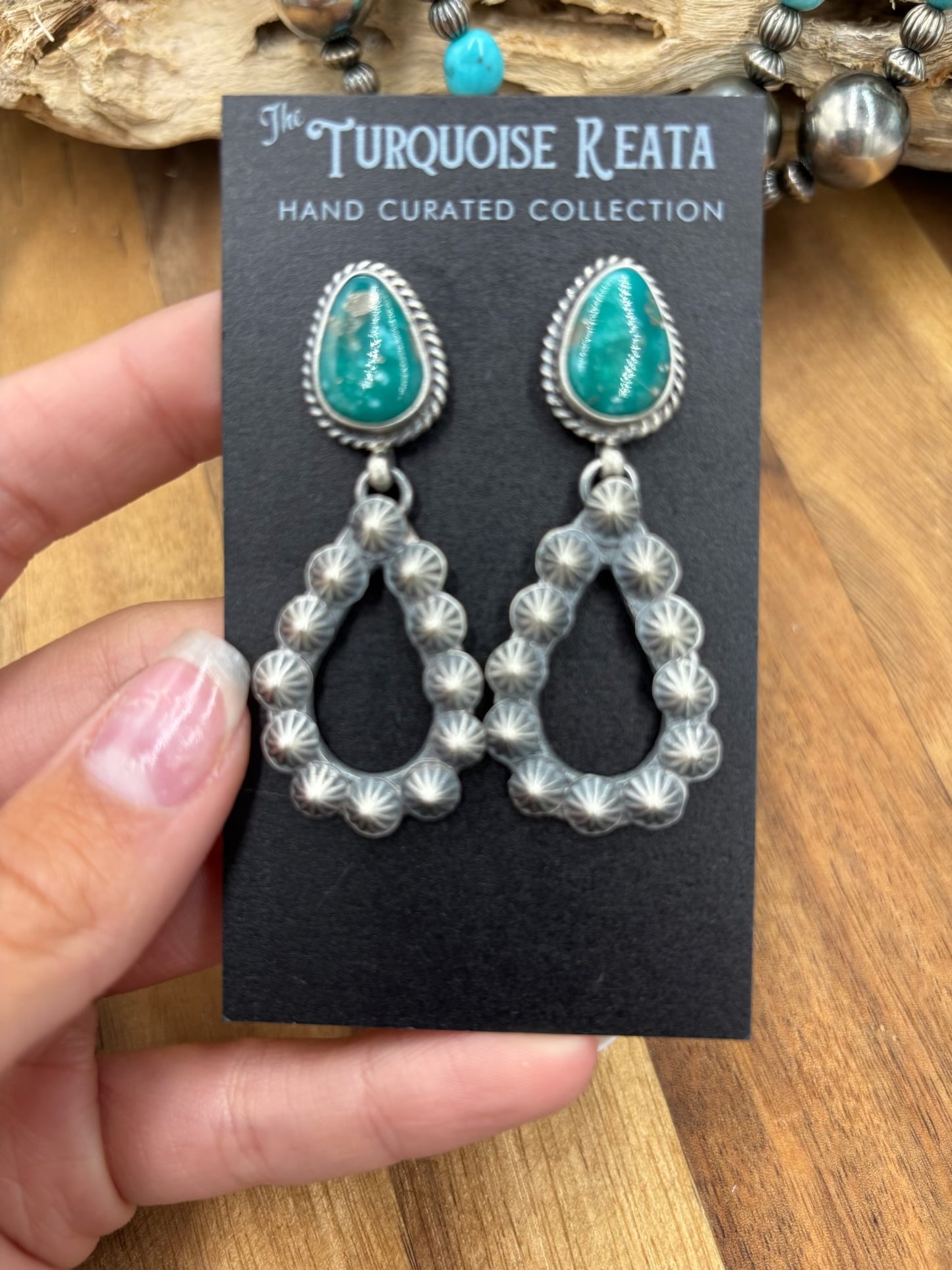 Kingman Turquoise #812-6D Earrings by Kevin Billah, Navajo