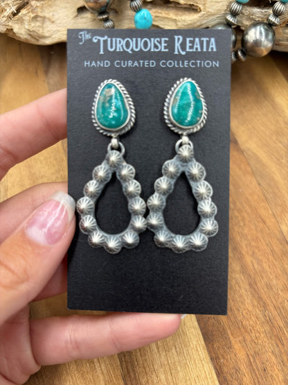 Kingman Turquoise #812-6D Earrings by Kevin Billah, Navajo