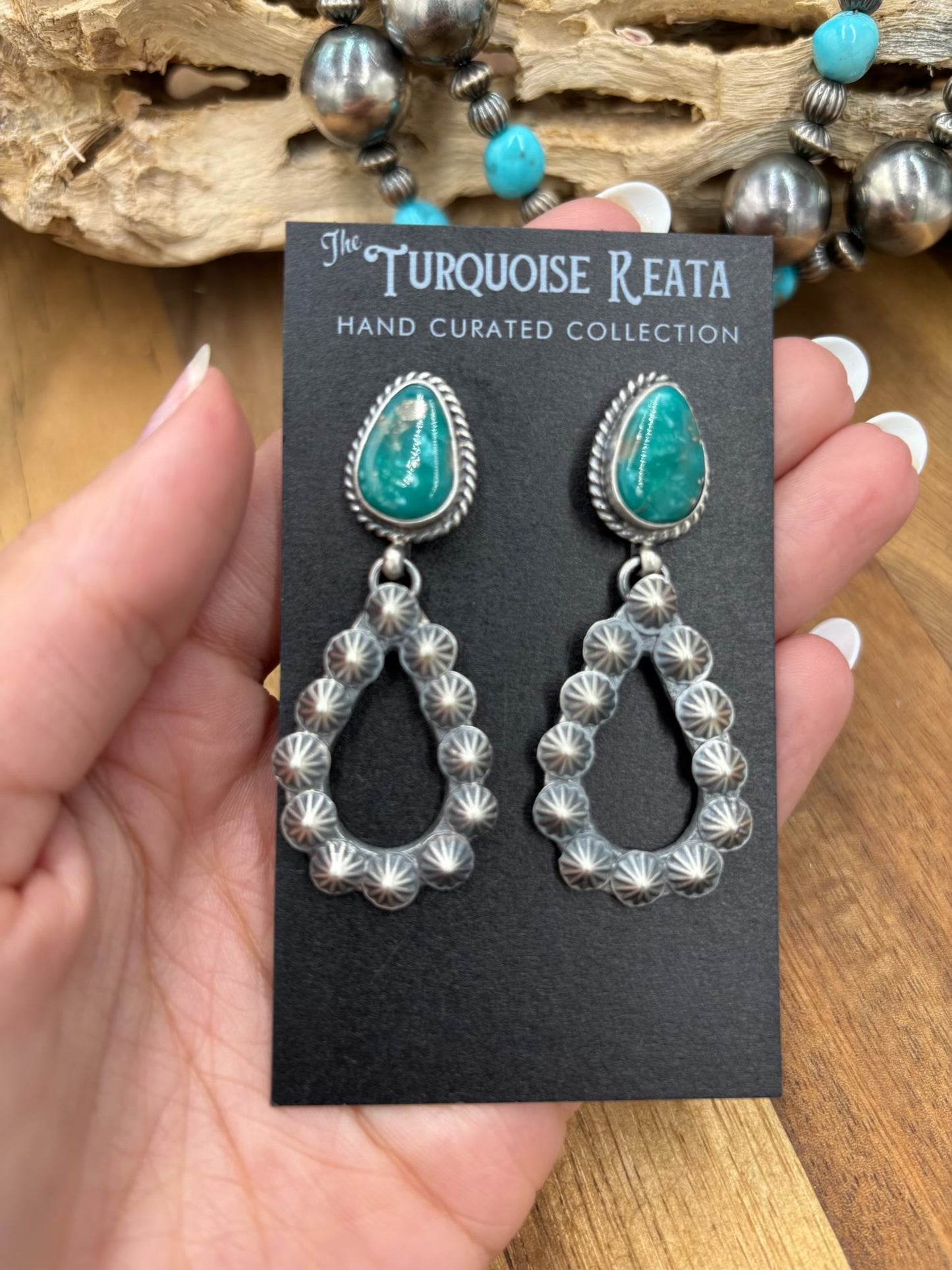 Kingman Turquoise #812-6D Earrings by Kevin Billah, Navajo