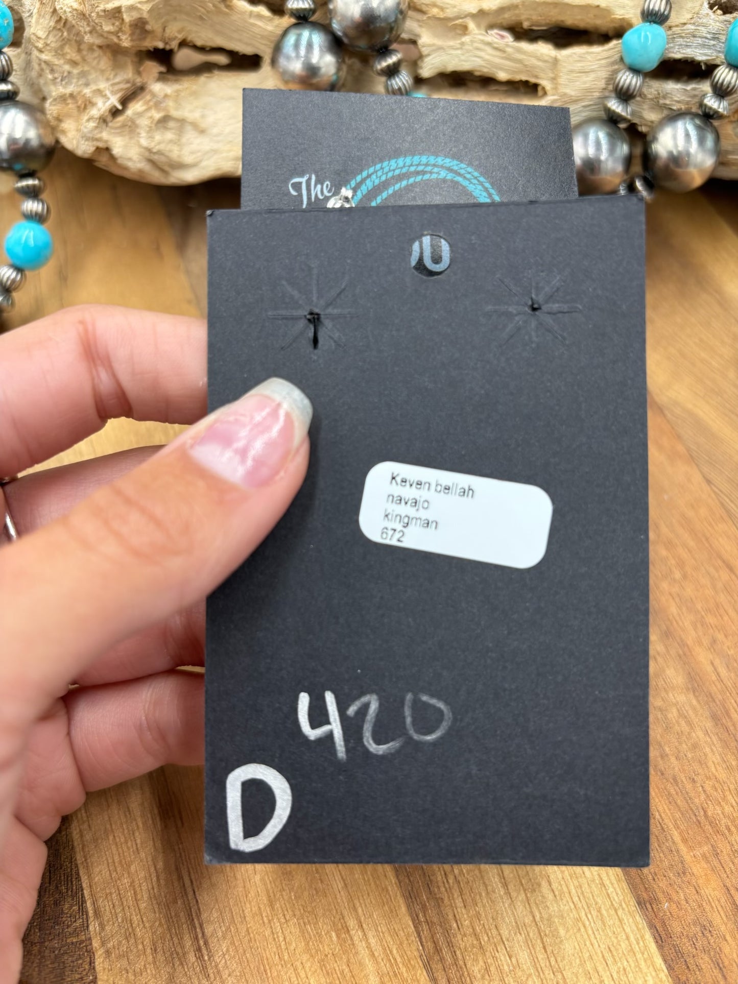 Kingman Turquoise #812-6D Earrings by Kevin Billah, Navajo