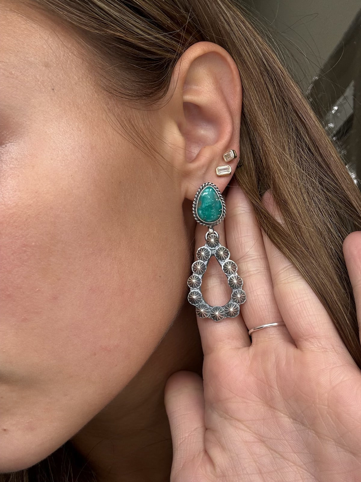 Kingman Turquoise #812-6D Earrings by Kevin Billah, Navajo