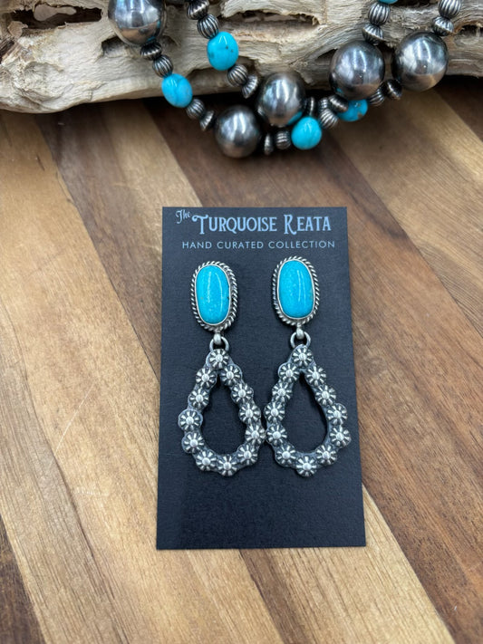 Kingman Turquoise #812-5E Earrings by Kevin Billah, Navajo