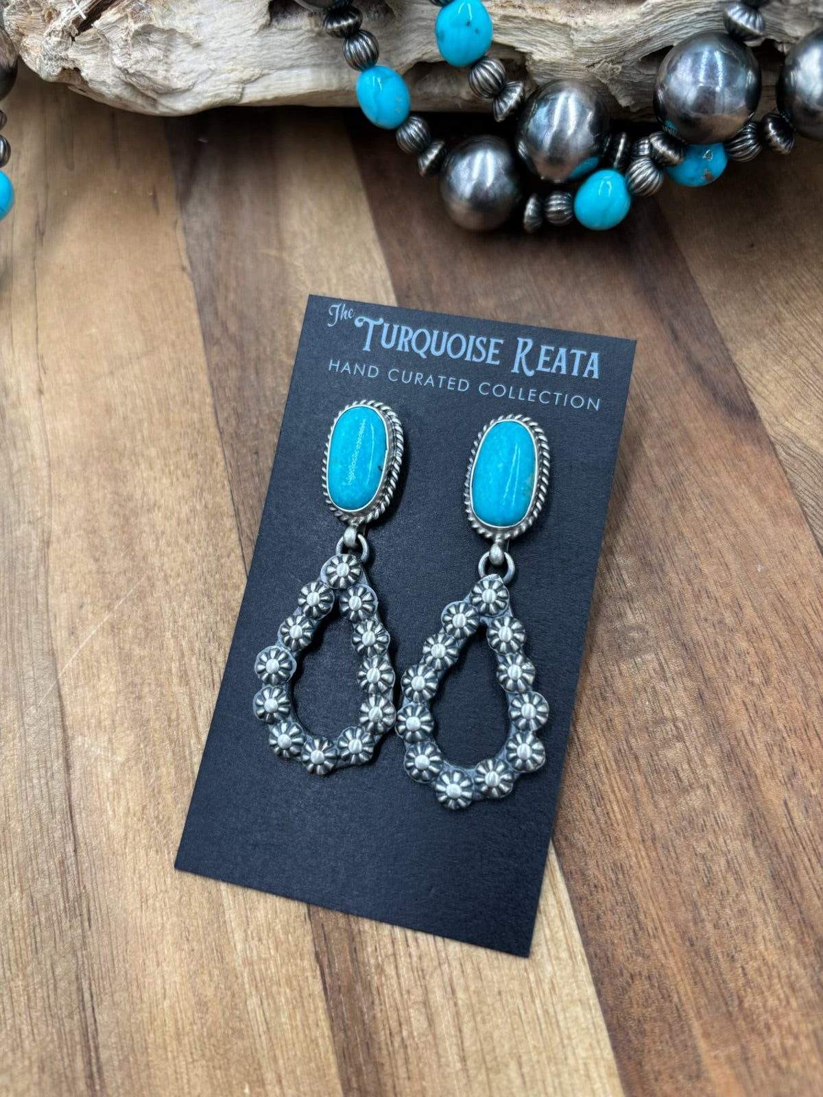 Kingman Turquoise #812-5E Earrings by Kevin Billah, Navajo