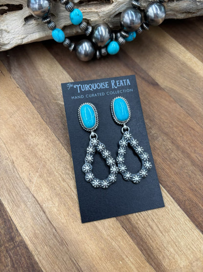 Kingman Turquoise #812-5E Earrings by Kevin Billah, Navajo