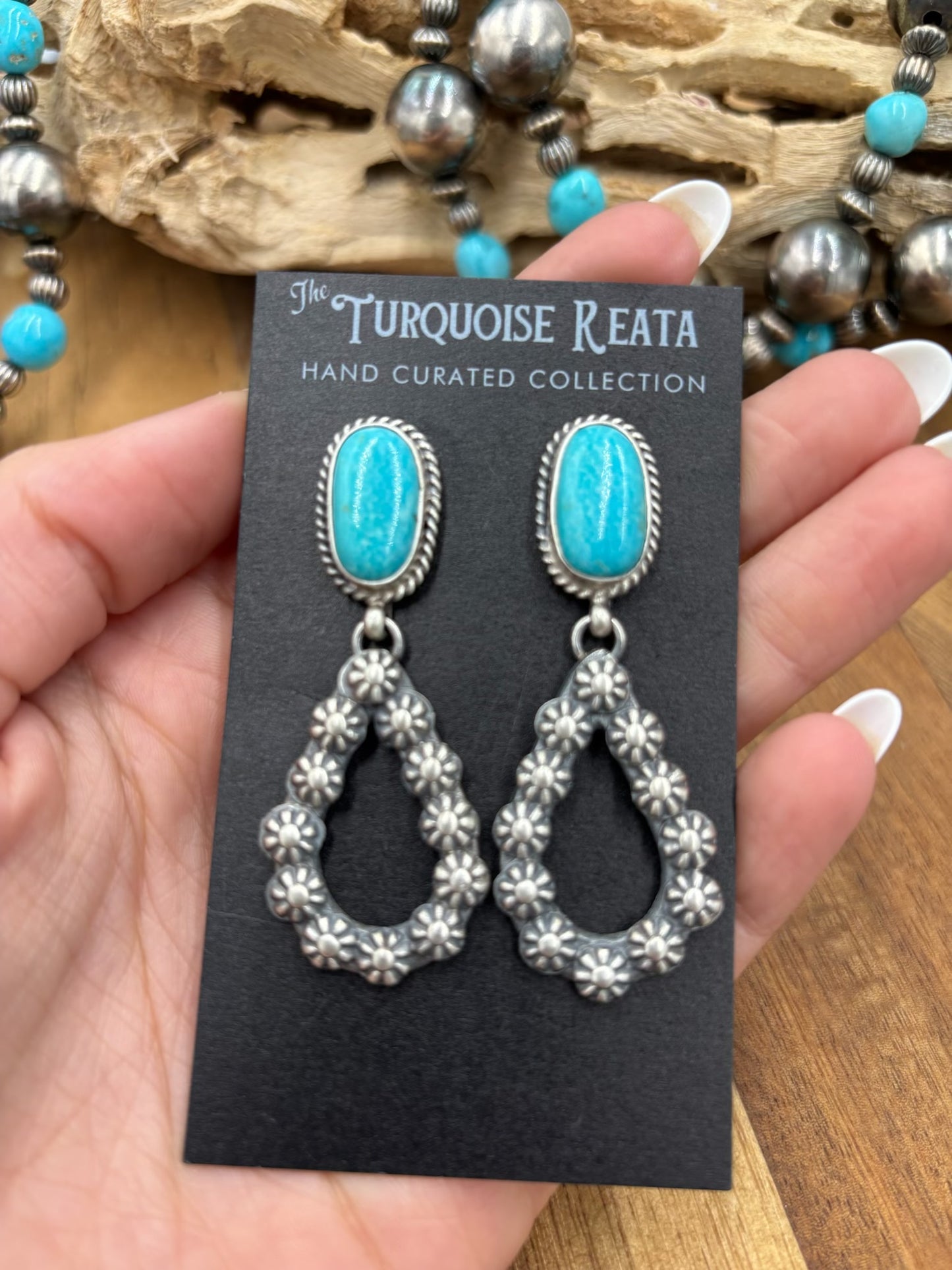 Kingman Turquoise #812-5E Earrings by Kevin Billah, Navajo