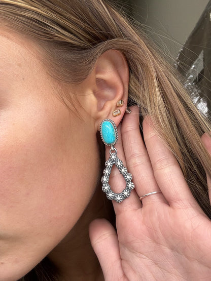Kingman Turquoise #812-5E Earrings by Kevin Billah, Navajo