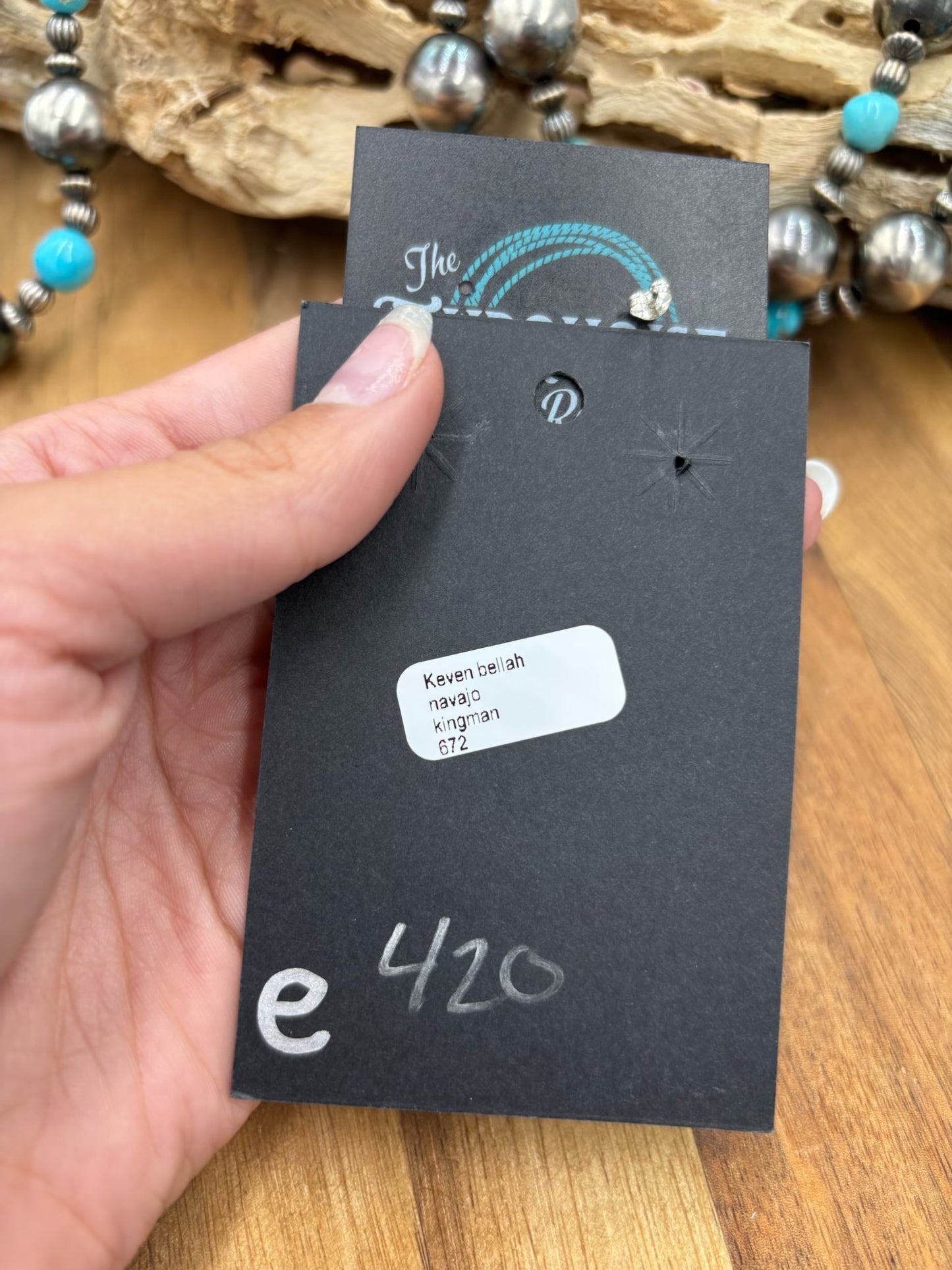 Kingman Turquoise #812-5E Earrings by Kevin Billah, Navajo