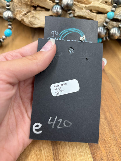 Kingman Turquoise #812-5E Earrings by Kevin Billah, Navajo