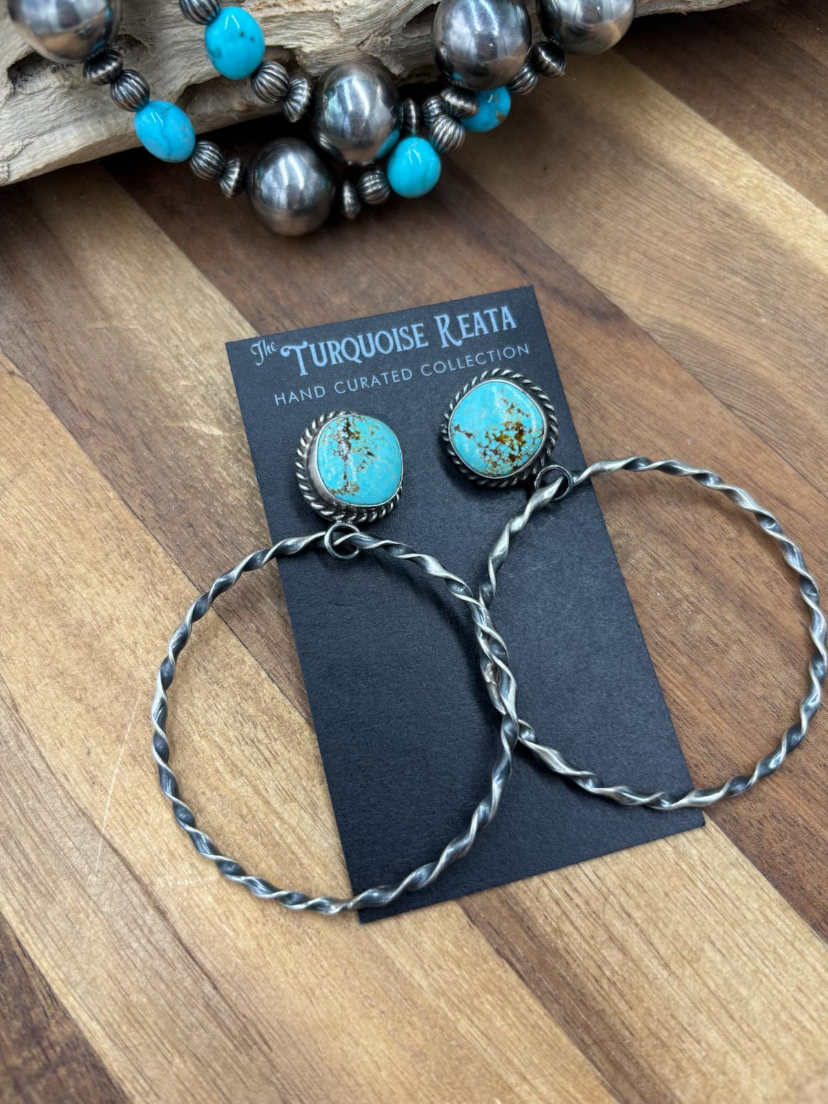 Mine #8 #812-4A Hoop Earrings by Elouise Kee, Navajo