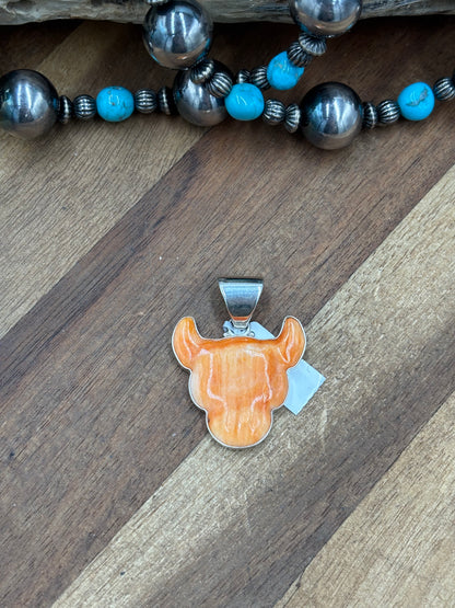 Orange Spiny #913-10 Cow Pendant