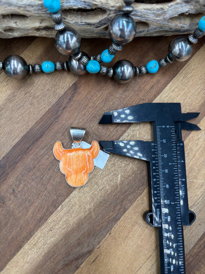 Orange Spiny #913-10 Cow Pendant